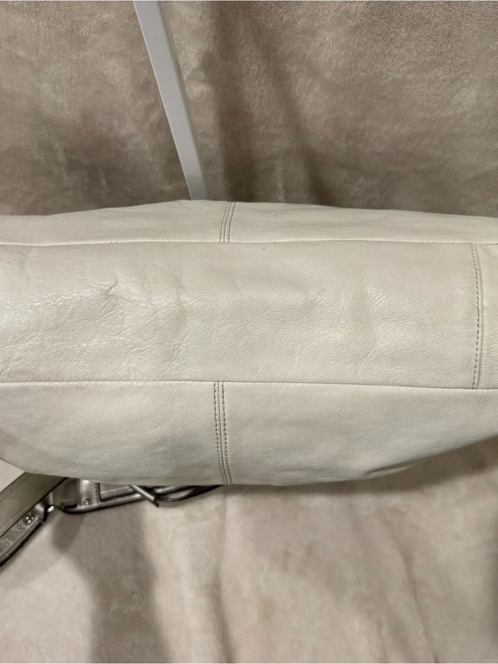 Coach Ashley Leather Shoulder Tote with Silver Trim